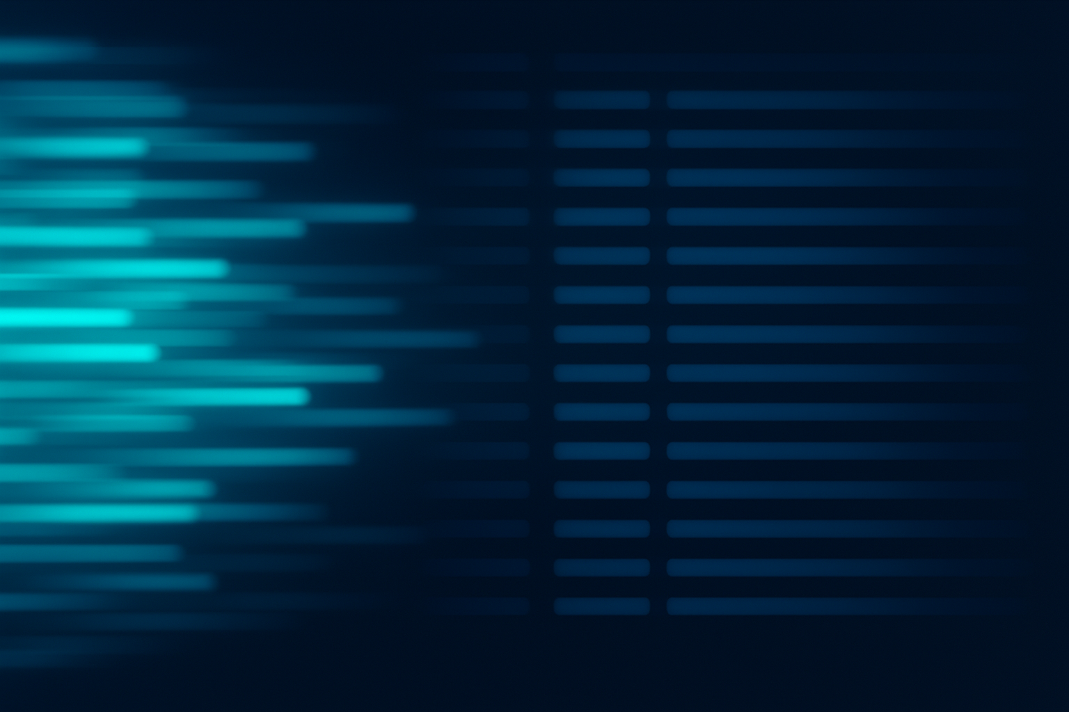 Abstract banner of overlapping data streams and a log of synced events